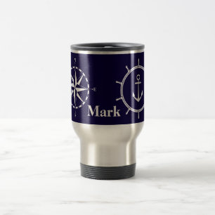 Caneca Térmica Monograma de Compass e Roda Náutica de na moda