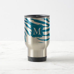 Caneca Térmica Monograma de Impressão de Zebra Azul Aqua