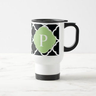 Caneca Térmica Monograma de Quatrefoil Preto Verde