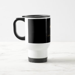 Caneca Térmica Monograma de Script Dourado Preto Moderno