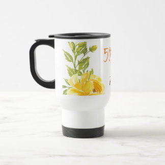 Caneca Térmica Monograma do 50º Aniversário do Casamento Amarelo