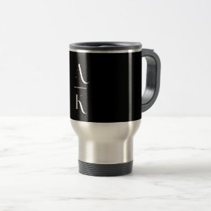 Caneca Térmica Monograma elegante preto e branco
