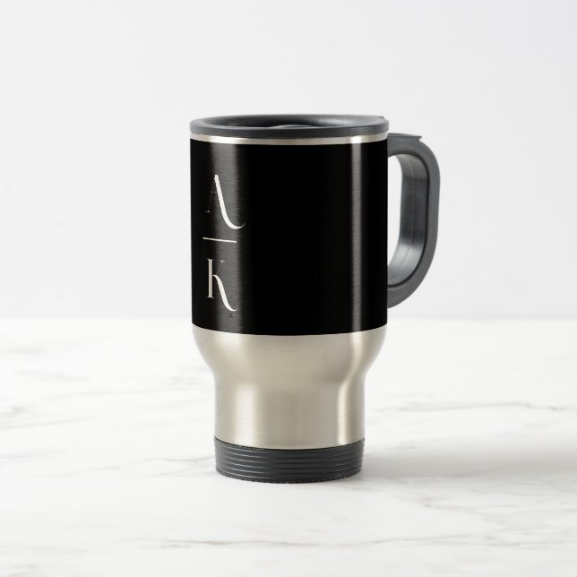 Caneca Térmica Monograma elegante preto e branco (Frente Esquerda)