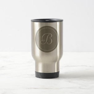 Caneca Térmica Monograma em alumínio cinza prateado/ ponto branco