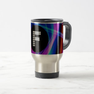 Caneca Térmica Monograma F Diamond Neon Background Bling Colorido