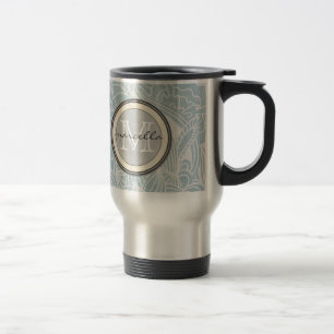 Caneca Térmica Monograma floral azul