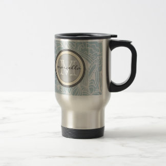 Caneca Térmica Monograma floral azul