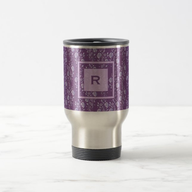 Caneca Térmica Monograma Floral bonito Roxo e Lilac Bonito (Centro)