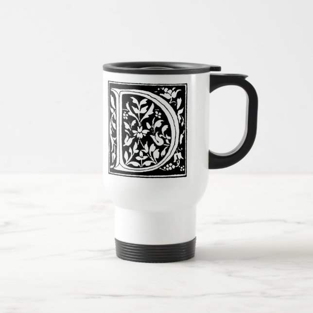 Caneca Térmica Monograma Floral 'D' - Mug (Direita)