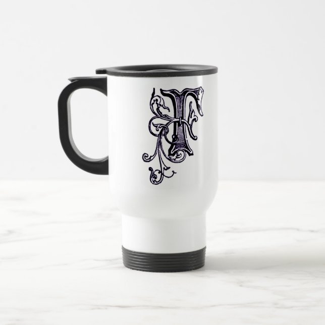 Caneca Térmica Monograma Floral 'F' - Mug (Esquerda)
