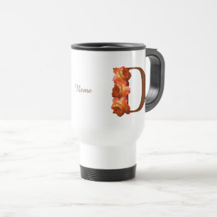 Caneca Térmica Monograma Inicial D Personalizado Rosa Laranja
