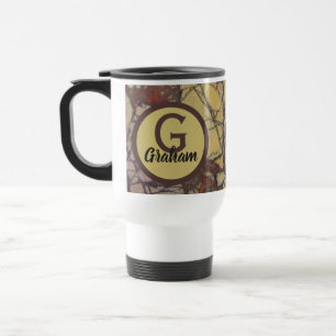 Caneca Térmica Monograma Inicial da Família Padrão Mármore Amarel