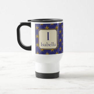 Caneca Térmica Monograma Inicial do Primeiro Nome Estrelas Dourad