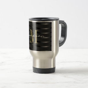 Caneca Térmica Monograma inicial e nome Dourado em preto