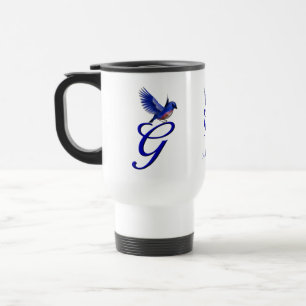 Caneca Térmica Monograma Inicial G Bluebird Elegante Personalizad
