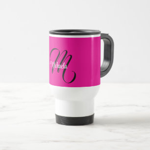 Caneca Térmica Monograma inicial minimalista moderno nome rosa qu