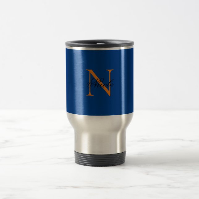 Caneca Térmica Monograma Inicial Nome Próprio Manuscrito Deep Blu (Centro)