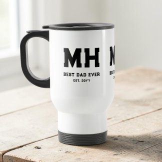 Caneca Térmica Monograma moderno de preto e branco legal Melhor p