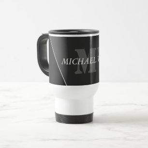 Caneca Térmica Monograma Negro de Cinzas Artísticas Modernas