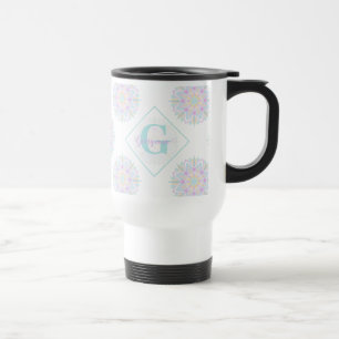 Caneca Térmica Monograma Pastel Rainbow Sundae Bolinhas Mandala