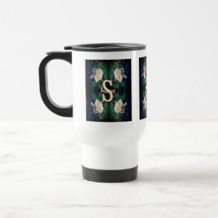 Caneca Térmica Monograma Personalizado Inicial Nome Rosa Bege