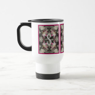 Caneca Térmica Monograma Personalizado Seu Nome Inicial Lírios