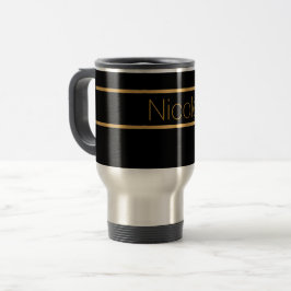 Caneca Térmica monograma preto e dourado