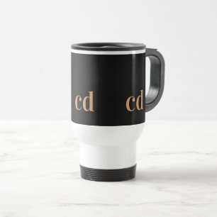 Caneca Térmica Monograma preto - iniciais personalizadas modernos
