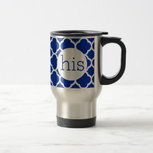 Caneca Térmica Monograma Quatrefoil Azul Safira