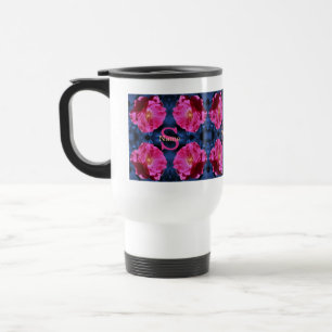 Caneca Térmica Monograma Seu Nome com Letra Inicial Rosa Arte Per