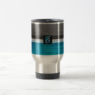 Caneca Térmica Monograma Simples de Duas Tons Azul e Iniciais de 