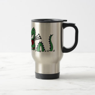 Caneca Térmica Monstro engraçado de Loch Ness que joga Bagpipes