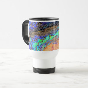 Caneca Térmica Mosaico Abstrato de Concha de Abalone em Vidro Col