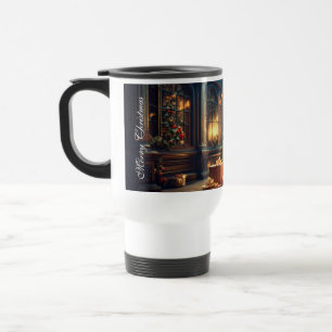 Caneca Térmica Motivo de Natal com Presentes sob a Árvore de Nata