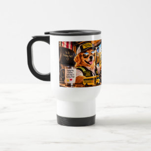 Caneca Térmica Motorista de Ônibus Escolar Engraçado Golden Retri