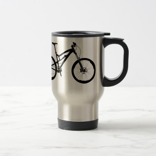 Caneca Térmica Mountain bike - preto no branco (Direita)