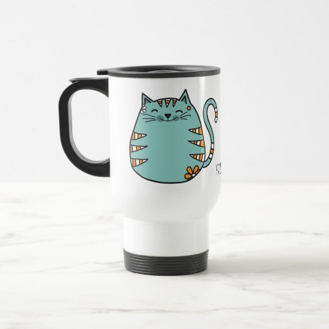 Caneca Térmica Mudanças de nome personalizado de Cat Feliz (Esquerda)
