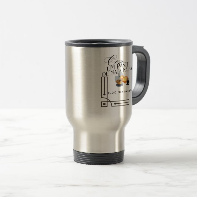 Caneca Térmica Mug com Handle Com um pastel de nata (Frente Esquerda)