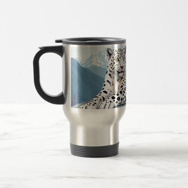 Caneca Térmica Mug, com leopardos de neve design (Esquerda)