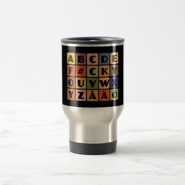Caneca Térmica Mug de alfabetos travessos - escolha estilo e cor (Centro)