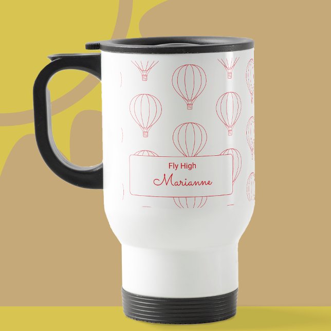 Caneca Térmica Mug de Padrão de Ar Quente Vermelho Moderno (Hot Air Balloon Mug)