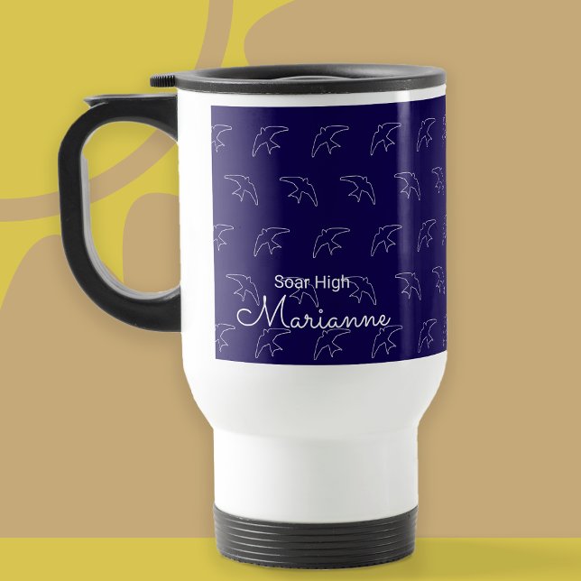Caneca Térmica Mug de padrão de deglutição azul moderno (Swallow Mug)