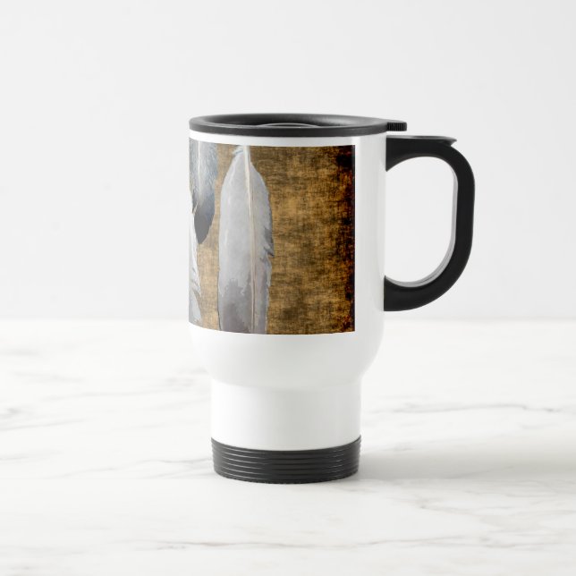 Caneca Térmica Mug, Designer de Penas de Paz Americano Nativo (Direita)