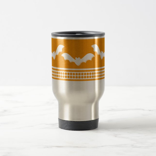 Caneca Térmica Mug do Halloween, Laranja e Branco, desmoronado (Centro)