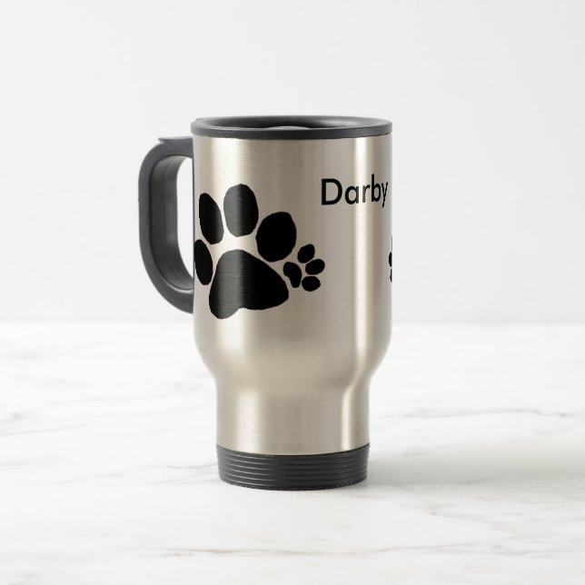 Caneca Térmica Mug - Pawprint e Nome do Polydactyl (v2) (Frente Esquerda)