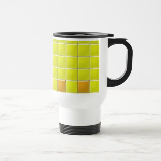 Caneca Térmica Mug - Quadrados Mosaicos em Amarelo (v.2) (Direita)