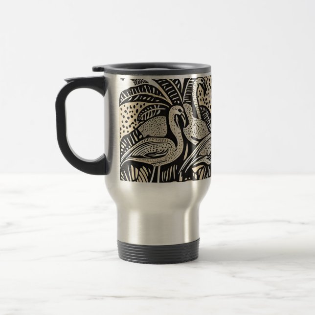 Caneca Térmica Mugs de Designer com Flamingos e Palm Trees (Esquerda)