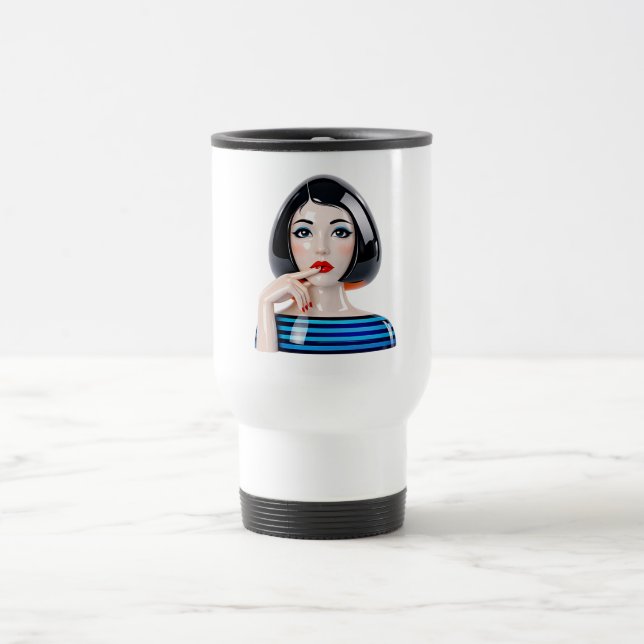 Caneca Térmica Mulher Estilizada Com Lábios Vermelhos (Centro)