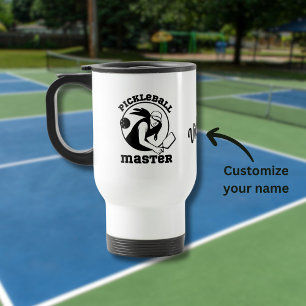 Caneca Térmica Mulher Jogadora Mestra de Pickleball Nome Personal