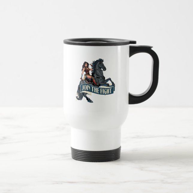 Caneca Térmica Mulher Maravilha na Arte Cômica dos Cavalos (Direita)